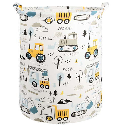 Garnen Kids Toy Basket, Large Toy Storage Organizer Bin for Baby Nursery Room, Truck Themed Laundry Basket Collapsible Laundry Hamper for Dirty Cloth