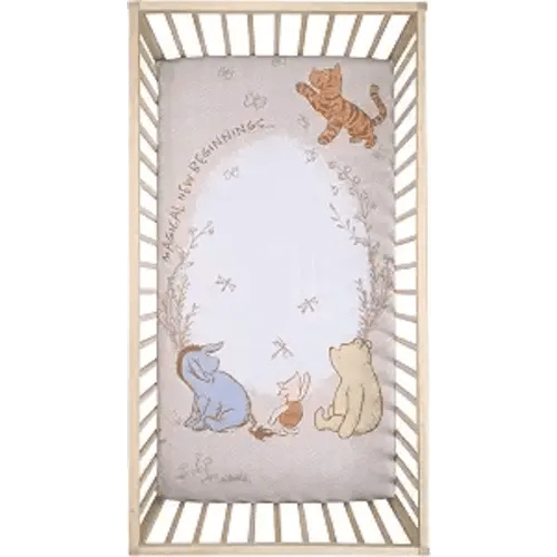Lambs & Ivy Disney Baby Pooh Bear & Pals 100% Cotton Baby Fitted Crib Sheet | Winnie the Pooh Photo Opportunity Classic Pooh, Piglet, Eeyore, and Tigger, Fits Standard Crib
