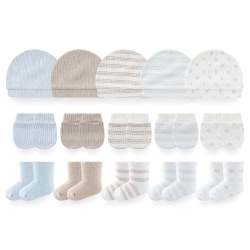 Baby Girls Boys Hats Mittens and Socks Set Cotton Infant Caps Newborn Soft Gloves 0-6 Months
