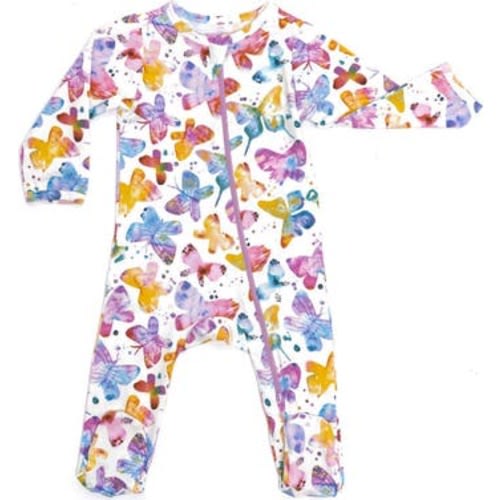 Organic Cotton Zip Footie in Butterflies, 9-12M