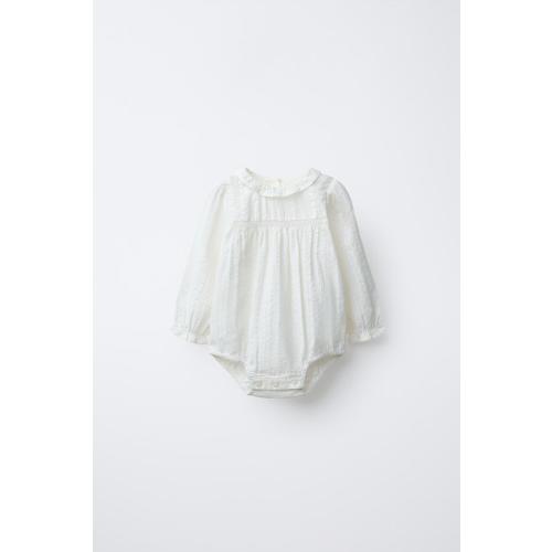 EMBROIDERED LADDER STITCH BODYSUIT - Ecru | ZARA United States