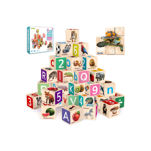 Wooden Alphabet Puzzle for Kids - ABC Blocks & Puzzle Board Set, One Size