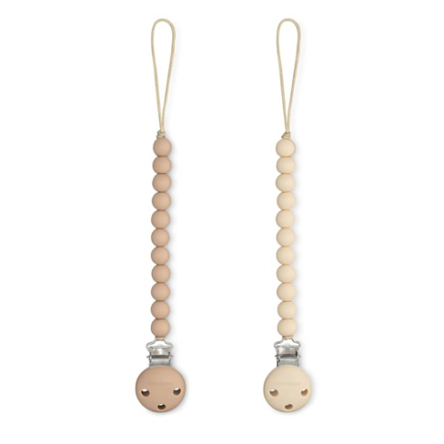 Comfy Cubs Pacifier Clips 2 Pack - 100% Food Grade Silicone Baby Pacifier Clips, BPA & PVC Free - CPSIA Certified, Lightweight and Flexible Baby Gifts - Beige & Light Beige