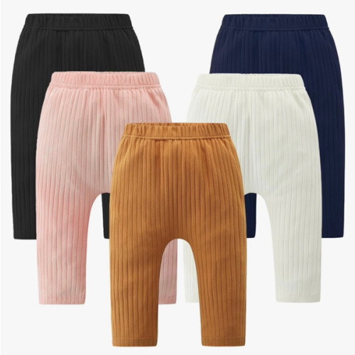 Fullfamous Baby and Toddler Girl's 5 Pack Cotton Ribbed Pull On Pants Leggings 0-4 Years