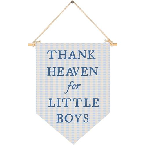 Nursery Playroom Reading Room Bedroom Wall Decor Gifts for Boy Kids-Baby,Shower Christmas Gift-Canvas Banner Pennant Prints Poster Flag Sign Wall Art-Thank Heaven for Little Boys