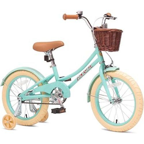 ACEGER Retro Princess Kids Bike with Basket for 3-12 Years Old Girls, Included Coaster Brake & Caliper Brake, 14 16 18 Inch with Training Wheels, 20 Inch with Kickstand, Vintage Bicycle for Gifts.