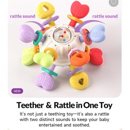 Baby Montessori Rattle & Teething Toys - Safe, Multi-Functional BPA-Free Silicone Sensory Learning Teether