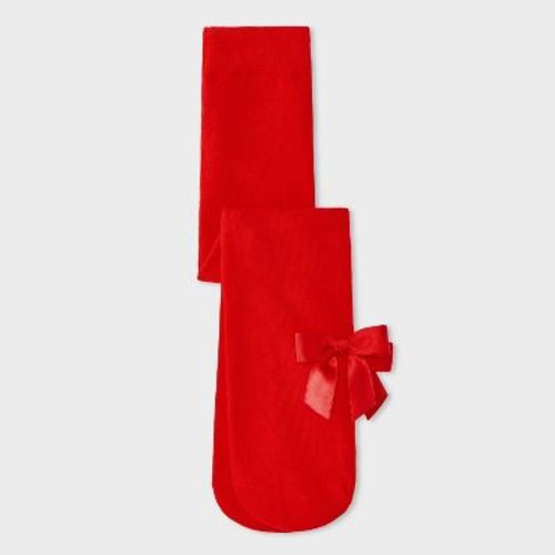 Baby Girls' Christmas Bow Fashion Tights - Cat & Jack™ Red 6-12M