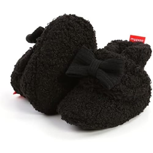 COSANKIM Baby Booties Newborn Boys Girls Fleece Boots Non Slip Grippers Stay On Slipper Socks Infant First Walker Winter Warm Crib Shoes