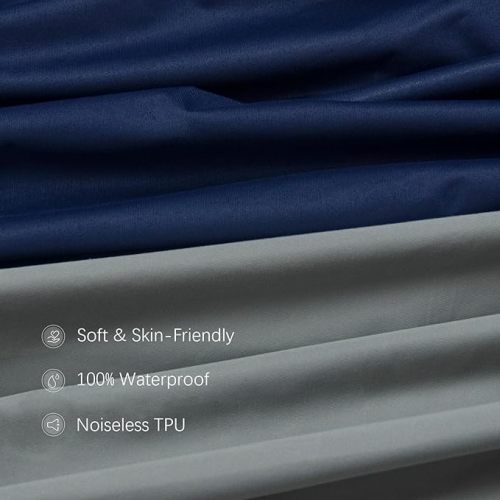 Biloban Mini Crib Sheets Fitted Waterproof 38'' x 24'', 2 Pack Mini Crib Mattress Protector Cover Fits for Dream on Me/Newton Mini Crib Mattress, Portable Mini Crib Sheet for Baby Boys & Girl - Grey & Navy