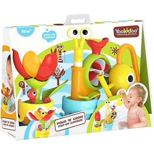 40218 YOOKIDOO Ephemeral Garden Baby Bath Toy with Garden Theme - Bath and Shower Game - Watering Can, Snail, Flowers - Baby Gift from 18 Months