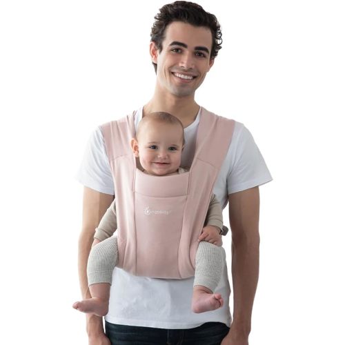 Ergobaby Embrace Baby Carrier Newborn to Toddler - Breathable Baby Carriers for Summer - Cozy Essentials (7-25 Pounds), Ponte Knit, Blush Pink