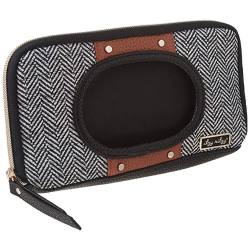 Itzy Ritzy Travel Wipes Case – Portable, On-The-Go Baby Wipes Holder Including Removable Clips for Car Visor Or Seat Back, Designed to Hold Packs of Up to 64 Wipes, Coffee & Cream