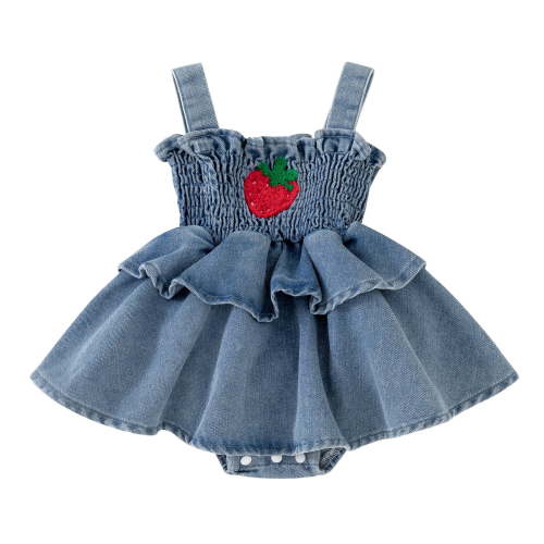 Girl New Born Girl Necessities Baby Girl Bodysuit Long Sleeve Pack Premature Outfits Girls Bodysuits Baby Girl 2t Baby Girls' Strawberry Print Denim Dress Sleeveless Summer Casual Outfit For