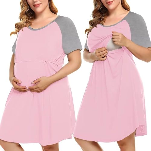 MONNURO Women's Plus Size Labor and Delivery Gown Nursing Nightgown Maternity Sleepwear Dress for Breastfeeding