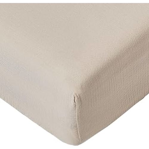 Muslin Crib Sheets for Baby Boys Girls, Neutral Fitted Crib Mattress Sheet for Standard Crib and Toddler Mattress, Soft and Breathable, 28” x 52” (Sand)