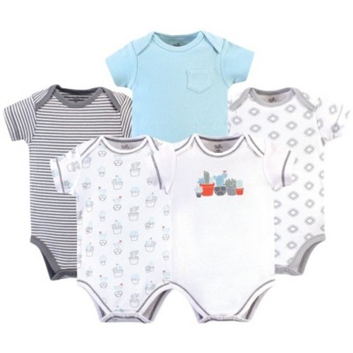 Touched by Nature Organic Cotton Bodysuits 5pk, Cactus, 0-3 Months