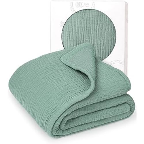 Lulu moon Muslin Quilt Blanket, Crib Blanket for Baby and Toddler,47x47 Inches(Lotus Leaf)