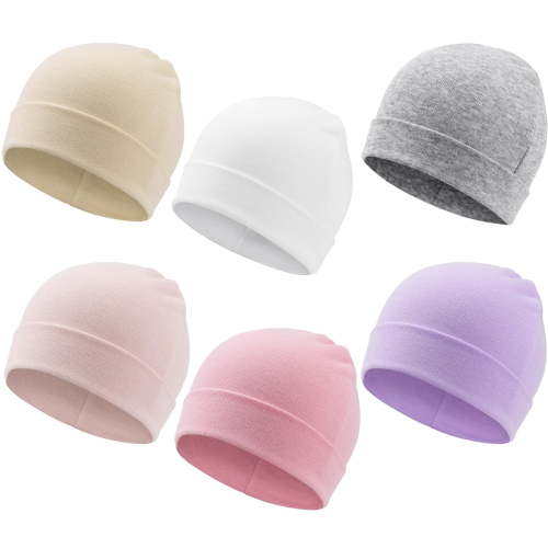 6 Pack Baby Beanie Hats for Unisex Infant Toddler Cotton Beanie Newborn Hospital Hat for Boys Girls 0-6 Months