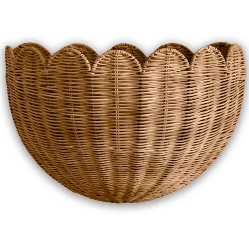 BEBE BASK Scalloped Wicker Hanging Basket - The Original Wicker Wall Decor - Hand Woven Wall Basket - Home Décor Wall Hanging Basket - Wall Storage Basket for Nursery, Living Room and Bathroom (Mocca)