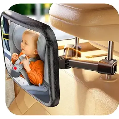 Baby Car Mirror for Rear Facing Car Seat, Patented Stable Hook Clip