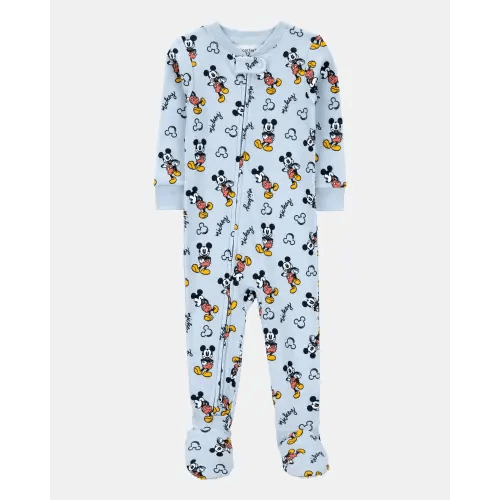 Baby Boy Disney© Mickey Mouse Snug Fit Cotton Footie 1-Piece Pajamas - Blue | Carter's