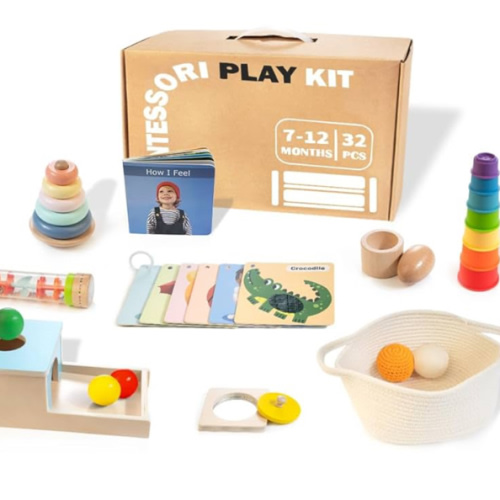 Amazon.com: WOODMAM Montessori Toys for Babies 6-12 Months, 9 in 1 Educational Wooden Toys Set, Includes Object Permanent Box, Stacking Cups, Mirror Puzzle, Ring Stacker and More : Toys & Games