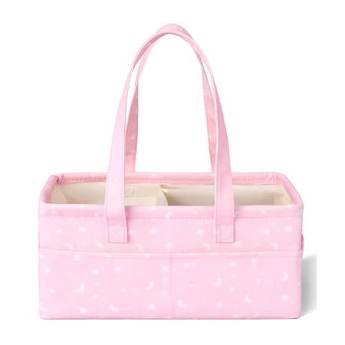 Mr. Pen- Baby Diaper Caddy Organizer, Pink with Star Pattern, Portable Car Caddy for Changing Table and Nursery