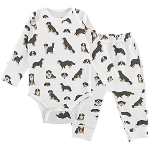vvfelixl Baby Bodysuits Pants Sets Bernese Mountain Dog Long Sleeve Baby Clothes For Boys Girls 0-24 Months Puppy