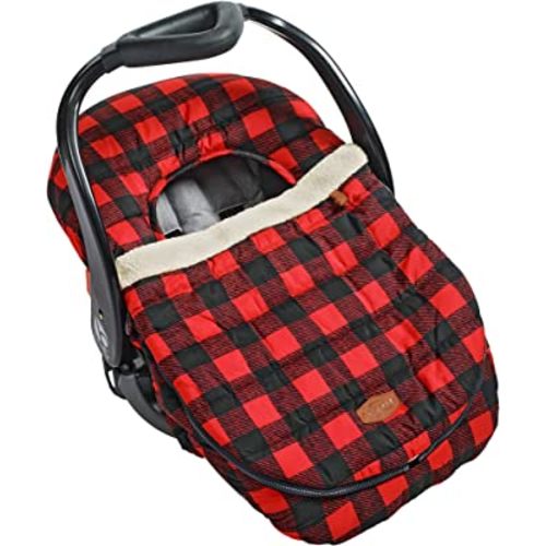 JJ Cole Winter Baby Car Seat Cover - Winter Car Seat Cover for Baby Seat or Stroller - Infant Car Seat Covers with Warm Lining - Buffalo Check