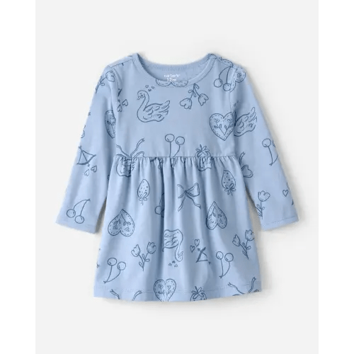 Baby Girl Bow Icon Long-Sleeve Knit Dress - Blue | Carter's