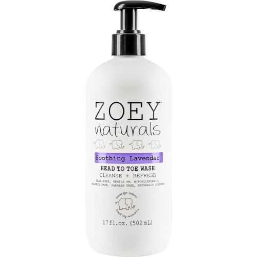 Zoey Naturals - Soothing Lavender Wash & Shampoo - Toddlers & Kids - With Tear-free, Paraben-Free, All Natural Ingredients for Sensitive Skin- 17 Oz