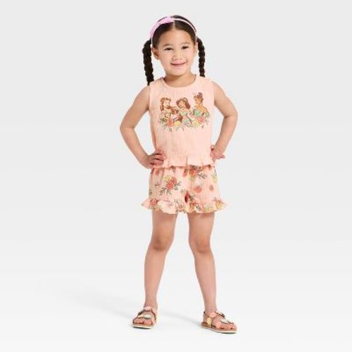 Toddler Girls' 2pc Disney Princess Gauze Tank & Shorts Set - Pink 3T