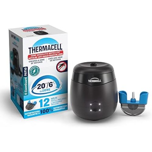 Thermacell Patio Shield Mosquito Repellent E-Series E552CHRCA Rechargeable Repeller; 20’ Mosquito Protection Zone; Includes 12-Hour Repellent Refill; No Spray, Flame or Scent; Bug Spray Alternative