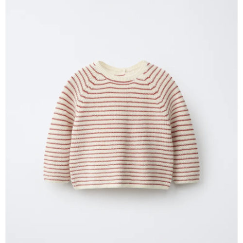 STRIPED KNIT JUMPER - Ecru / Red | ZARA United States
