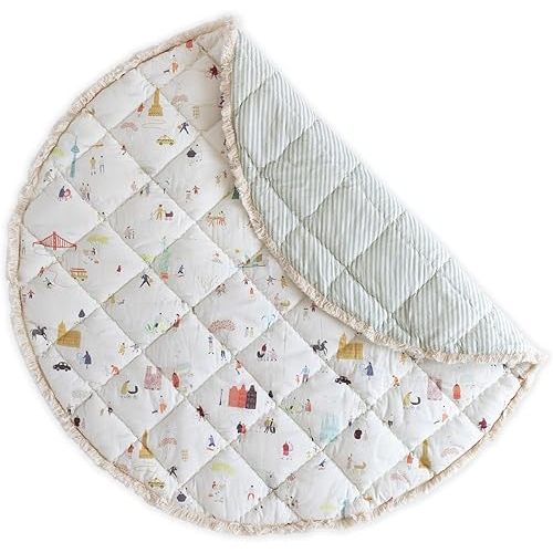 Pehr Baby Play Mat, Explore The World | Ultra-Soft Quilted 100% Cotton Exterior with Plush Polyester Fiberfill | 40" Diameter