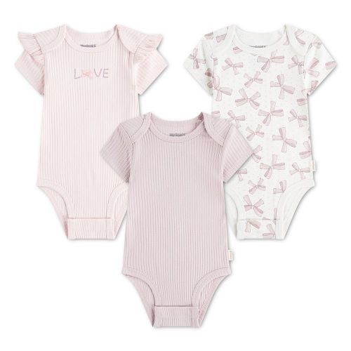 Newborn Baby Girls Huggies® 100% Organic 3-Pack Bodysuits with Ruffle Sleeves