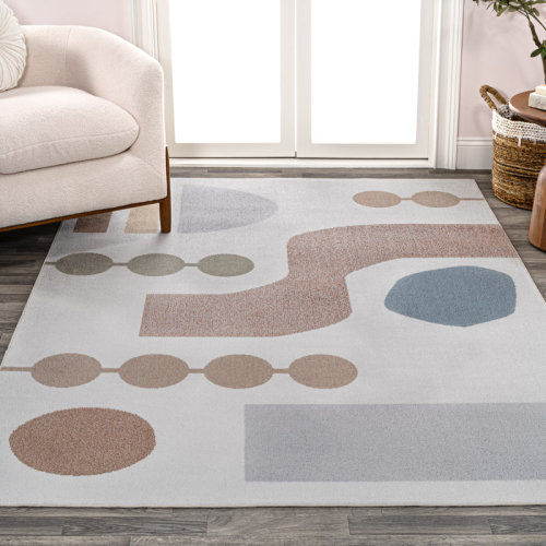 Union Rustic Kenye Abstract Coastal Contemporary Machine-Washable Cream/Multi Rug | Wayfair