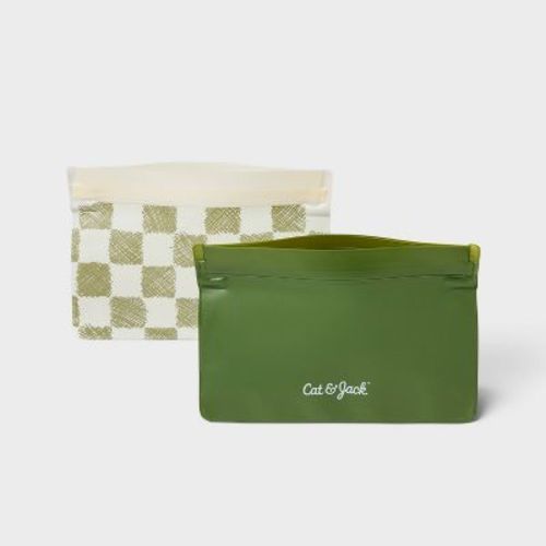 Kids' 2pc Reusable Sandwich Bag - Cat & Jack™ Checked: Snack Storage Bags