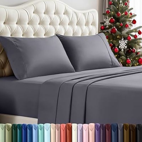 Utopia Bedding California King Sheet Set – 4 Piece Bed Sheets for Cal King Size Bed, Soft and Breathable Microfiber, Includes 1 Fitted Sheet, 1 Flat Sheet and 2 Pillowcases (Grey)