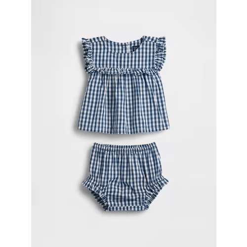 Baby Gingham Denim Ruffle Outfit Set