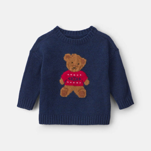 Baby Boy Bear Sweater - Navy Blue | Carter’s Oshkosh Canada