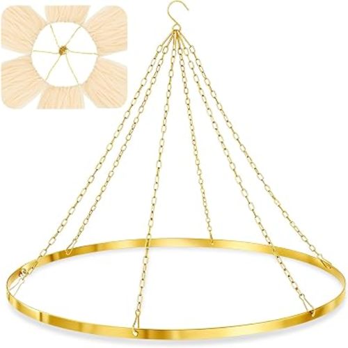 24 Inches Gold Metallic Ceiling Drapes Hanging Kit for 6 Panels Wedding Ceiling Drapes Canopy Hoop Metal Hardware Kit for Draping Fabric Indoor Outdoor Decorations