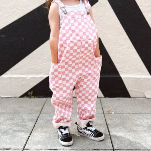 Pink Checkered Overalls