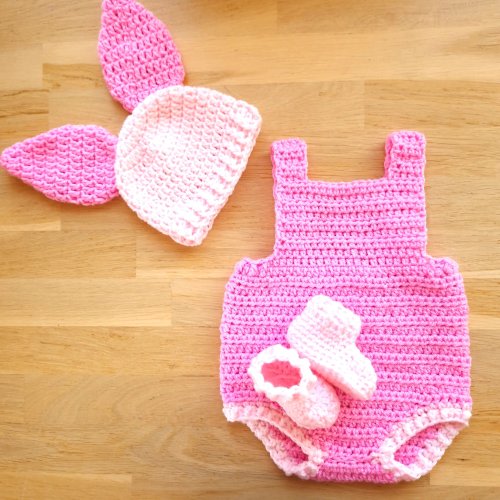 Crochet Piglet Romper Set Pattern: Newborn Baby Outfit (PDF Pattern)