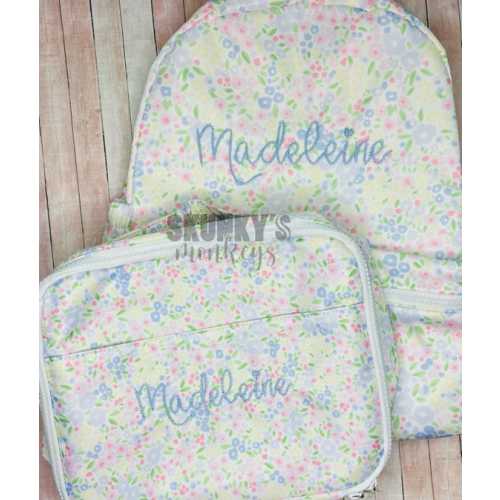 Monogrammed Nylon Backpack and Matching Lunchbox, Personalized Embroidered School Bag, Toddler,girls, Boys, Pink, Blue, Khaki, Duck, Floral - Etsy