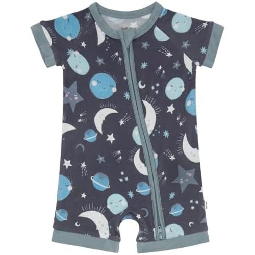 Little Sleepies Shorty Pajamas for Baby Boys & Girls, Viscose from Bamboo Sleepers, Short Sleeve Romper PJs, 2-Way Zipper