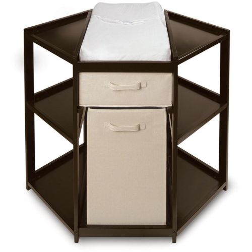 Badger Basket Diaper Corner Baby Changing Table with Hamper and Basket - Espresso