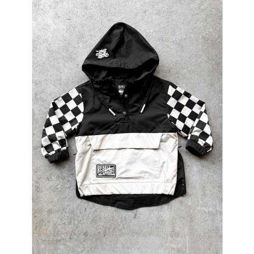 Pullover Windbreaker in Black/Oat