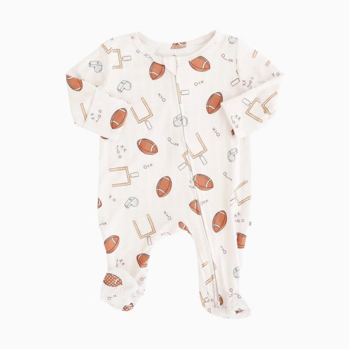 Caden Lane Zipper Footie - Tiny Touchdowns, Newborn